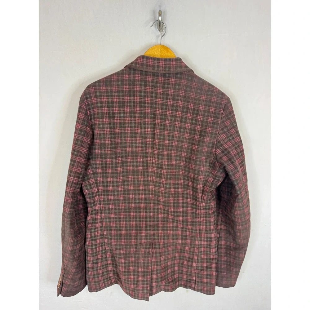 Alessandro Gherardeschi Mens Plaid Cotton Blazer Jacket Brown Red Italy Men 38